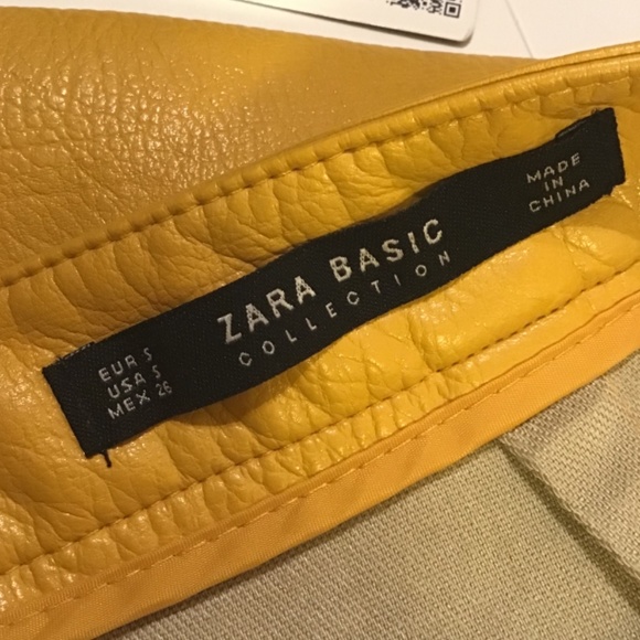 Mustard yellow NWT faux leather Zara  Aline mini skirt size S - Picture 2 of 8